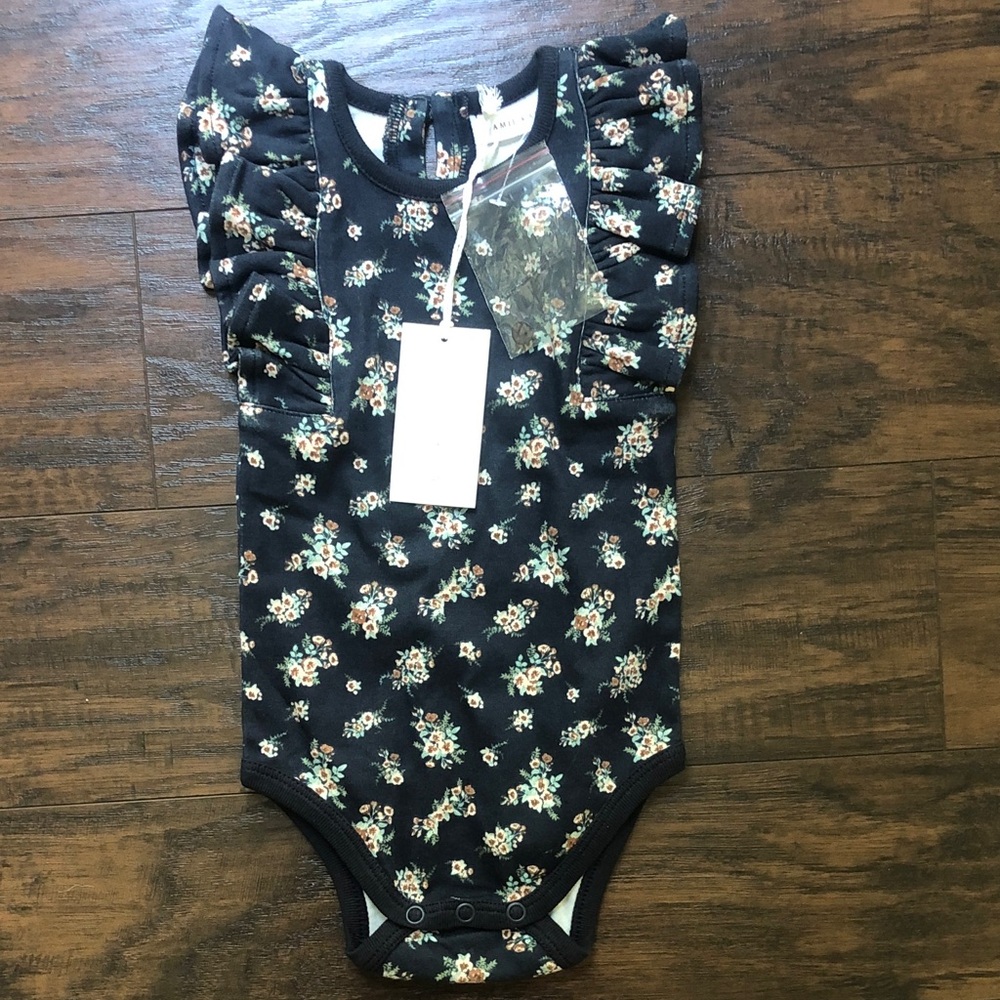 Jamie Kay Black Floral Ruffle Bodysuit